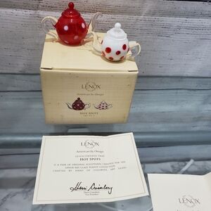 Lenox Red and White Polka Dot Teapot Set